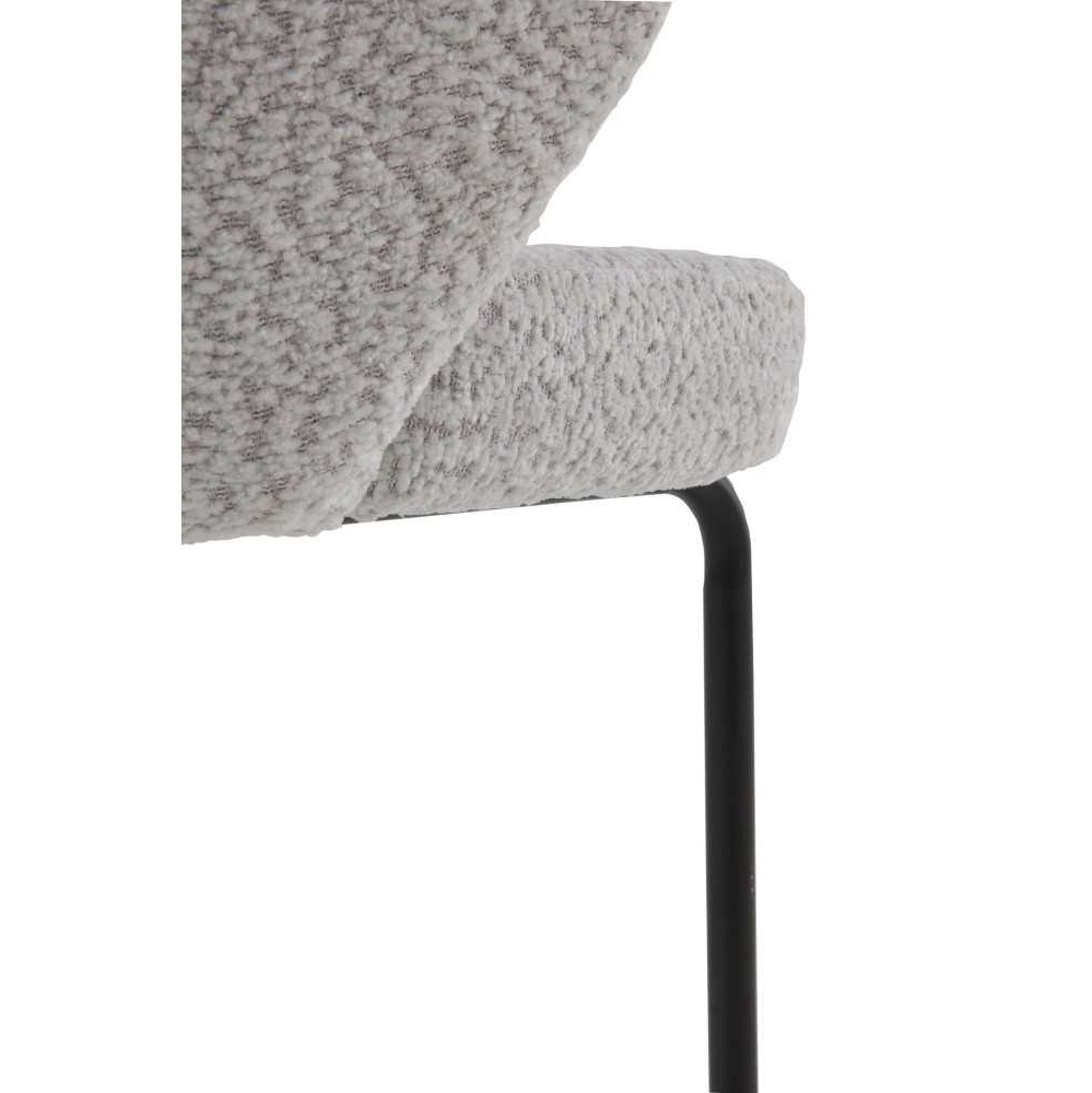 11658 Taburete alto diseño moderno tapizado gris claro y patas metal negro