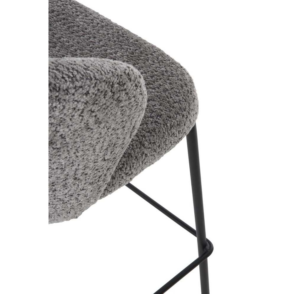 11659 Taburete alto diseño moderno tapizado gris y patas metal negro