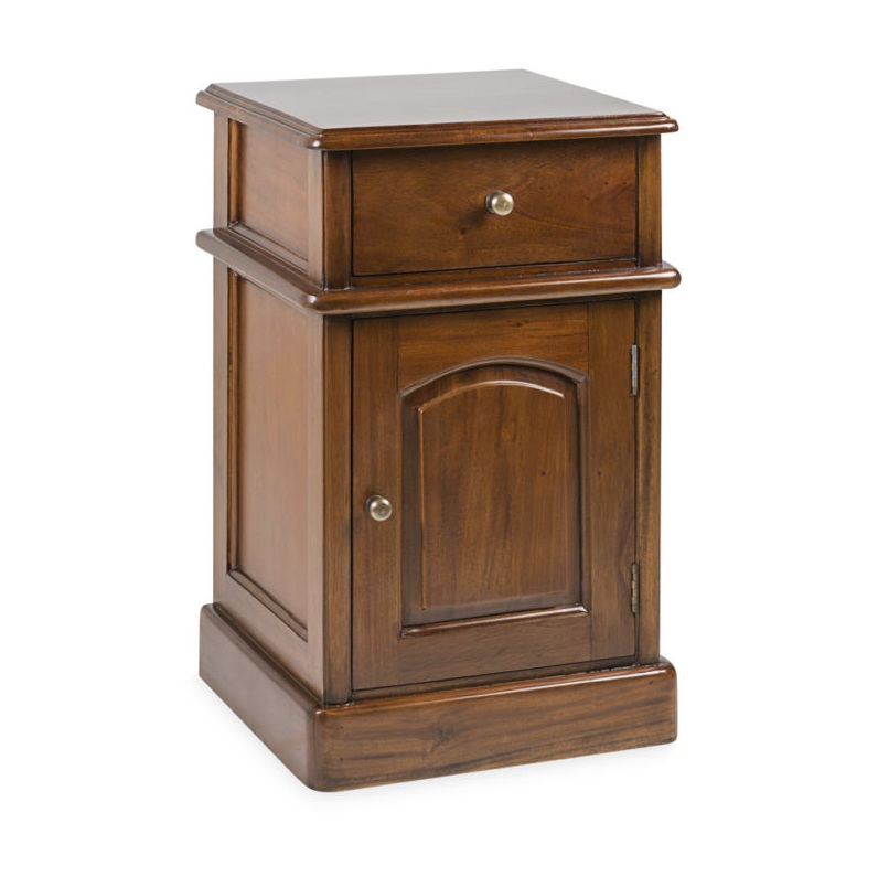 14220 Mesita de noche diseño colonial 40 madera de caoba y tiradores de bronce