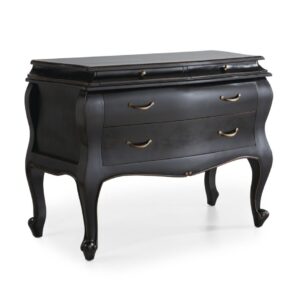 148160 Cómoda de diseño vintage 110 madera de caoba acabado negro
