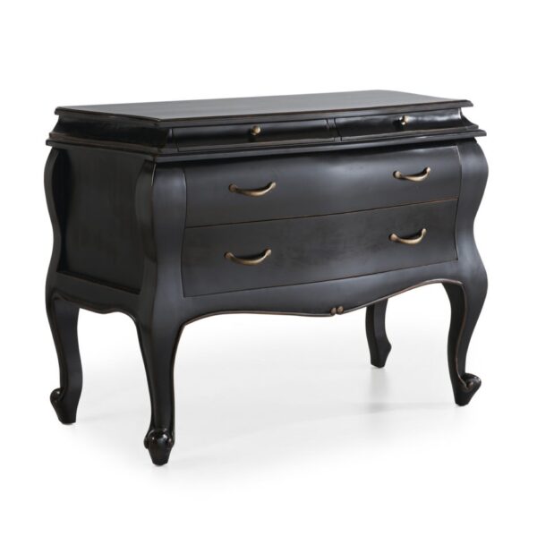 148160 Cómoda de diseño vintage 110 madera de caoba acabado negro