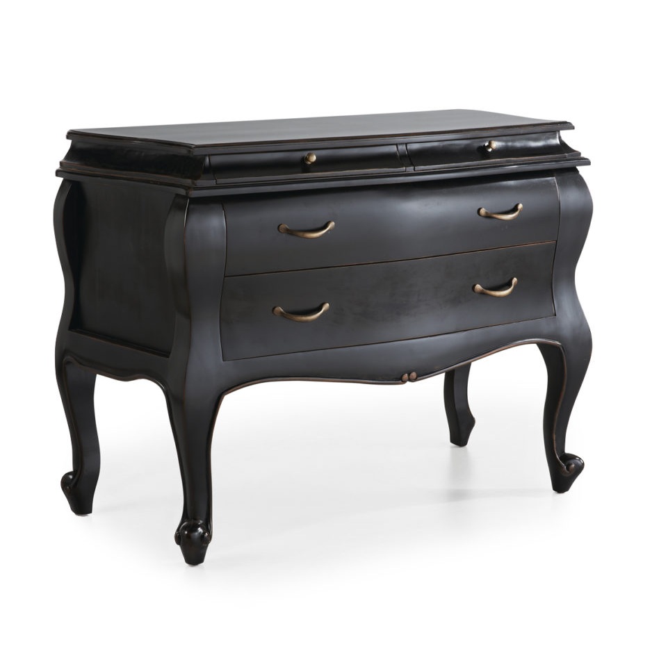 148160 Cómoda de diseño vintage 110 madera de caoba acabado negro