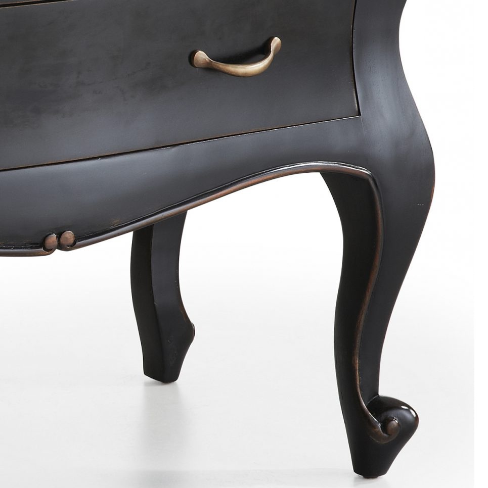 148160 Cómoda de diseño vintage 110 madera de caoba acabado negro