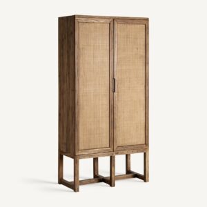 36673 Armario de diseño vintage BYREMO 85 madera de olmo y ratán