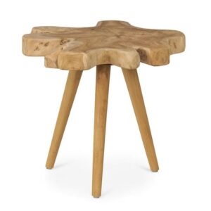 5930450 Mesa auxiliar diseño rústico madera de teka formas irregulares