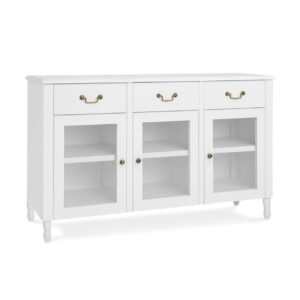 5973001 Aparador de diseño vintage MONTREAL 140 madera de caoba blanco y puertas de cristal