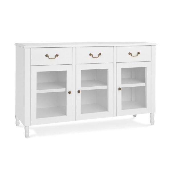 5973001 Aparador de diseño vintage MONTREAL 140 madera de caoba blanco y puertas de cristal