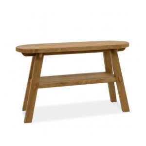 598200 Consola ovalada de diseño rústico FEROE madera de teka natural