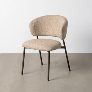 615781 Silla de diseño moderno estructura de acero y tapizado beige jaspeado