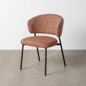 615782 Silla de diseño moderno estructura de acero y tapizado rojo jaspeado