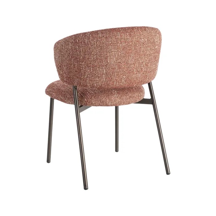 615782 Silla de diseño moderno estructura de acero y tapizado rojo jaspeado