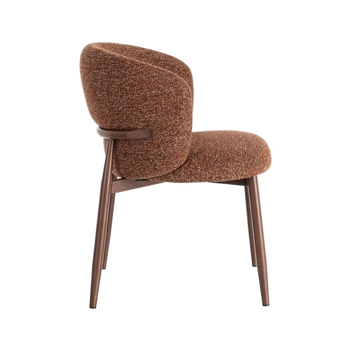 615784 Silla de diseño moderno patas acero marrón y tapizado jaspeado teja