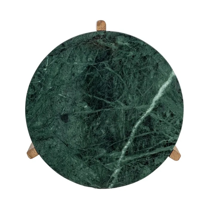 615814 Mesa auxiliar redonda de diseño Art Decó 46 madera de mango y mármol verde