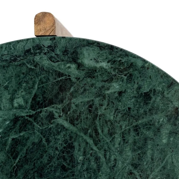 615814 Mesa auxiliar redonda de diseño Art Decó 46 madera de mango y mármol verde
