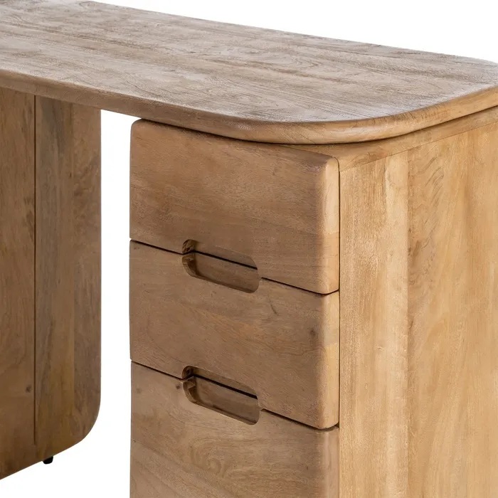 615818 Escritorio de diseño rústico 110 madera de mango acabado natural