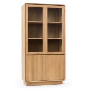 6396004 Vitrina de diseño rústico nórdico EYRE 90 madera de teka natural