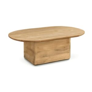 6396006 Mesa de centro ovalada diseño rústico nórdico EYRE 110 madera de teka natural