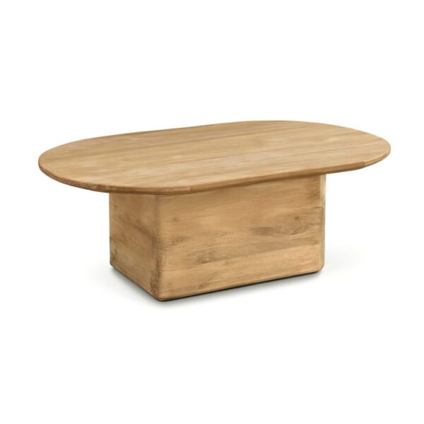 6396006 Mesa de centro ovalada diseño rústico nórdico EYRE 110 madera de teka natural