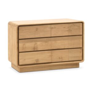 6396013 Cómoda de diseño rústico nórdico EYRE 125 madera de teka natural