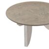 ATOS-1 Mesa de centro redonda diseño moderno 80 patas travertino beige y sobre de fresno