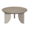 ATOS-1 Mesa de centro redonda diseño moderno 80 patas travertino beige y sobre de fresno