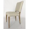 BIANCA Silla de diseño clásico madera de roble y lino beige con puntillas de bronce