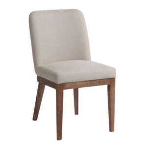 DANTE Silla de diseño nórdico madera de roble y lino beige