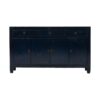 GM764 Aparador de diseño rústico oriental 158 madera reciclada de pino acabado negro