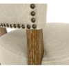 LUISA Silla de diseño clásico madera de roble y lino beige con tachuelas en contorno