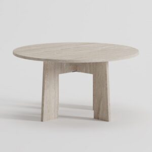 MIKAEL Mesa de comedor redonda diseño moderno 150 mármol travertino beige