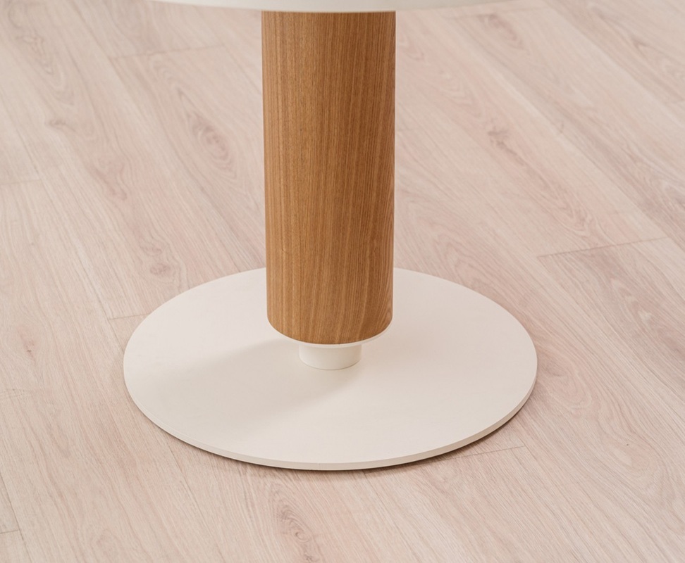 34AC25588 Mesa redonda LOUNGE diseño moderno 90 porcelánico y fresno - Imagen 3