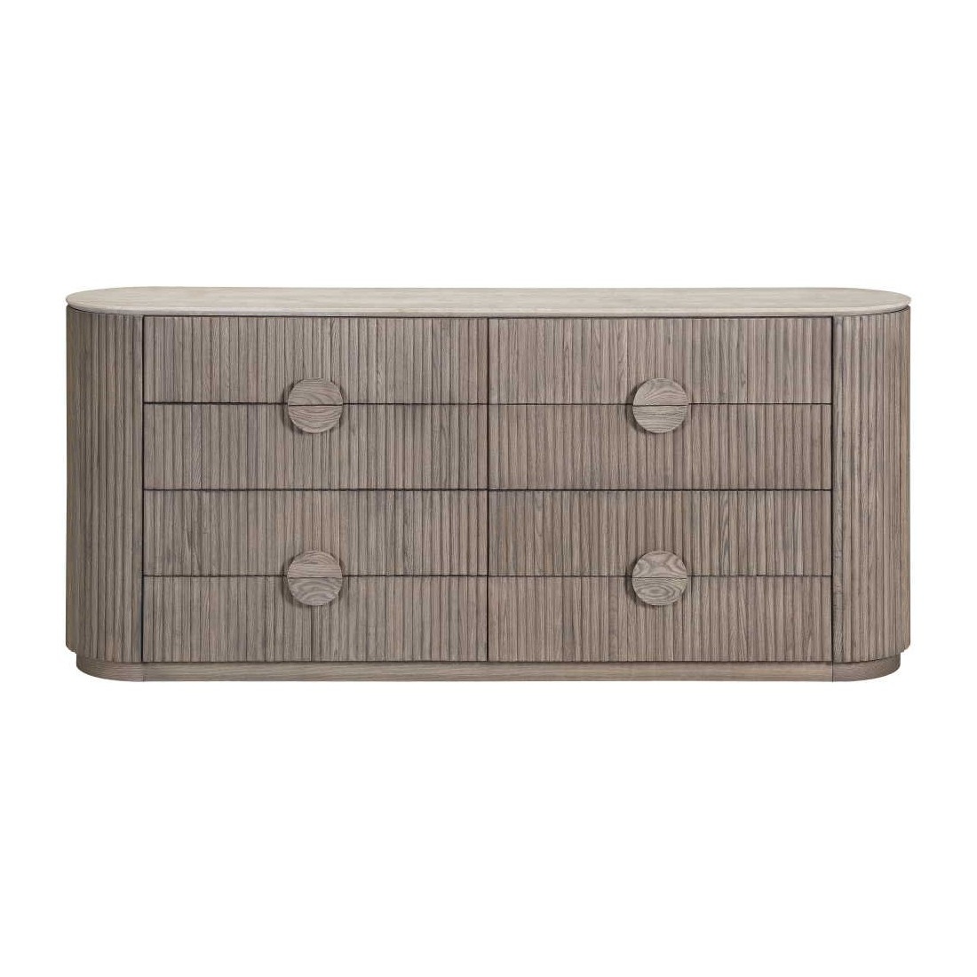 NOEL-1A-NAT Cómoda diseño moderno 192 fresno en palillería y sobre de mármol trevartino beige
