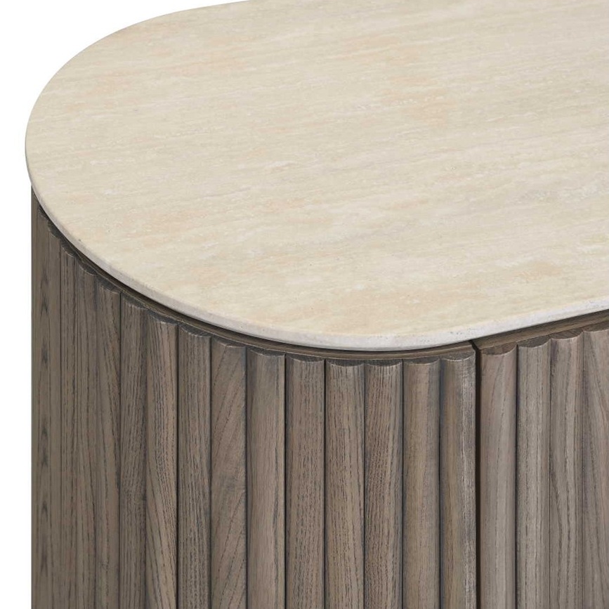 NOEL-1A-NAT Cómoda diseño moderno 192 fresno en palillería y sobre de mármol trevartino beige