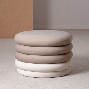 Pouff de diseño redondo aros topo y marfil