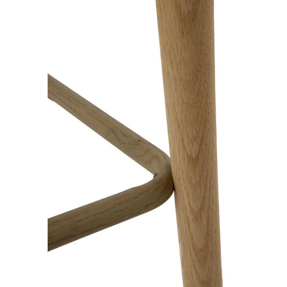 11682 Taburete alto de diseño nórdico madera de roble natural y tapizado topo