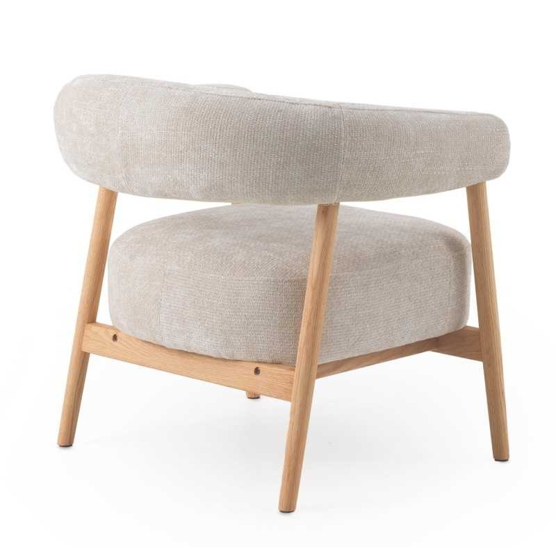 11685 Sillón butaca con reposabrazos diseño nórdico madera de roble y tapizado blanco