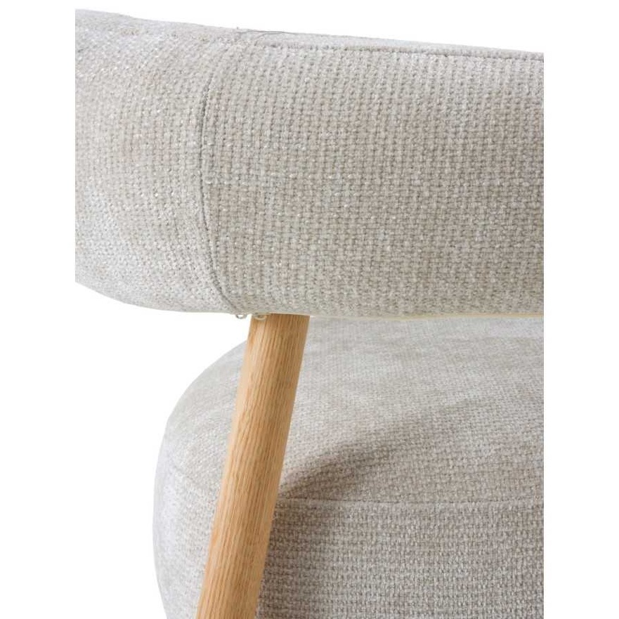 11685 Sillón butaca con reposabrazos diseño nórdico madera de roble y tapizado blanco