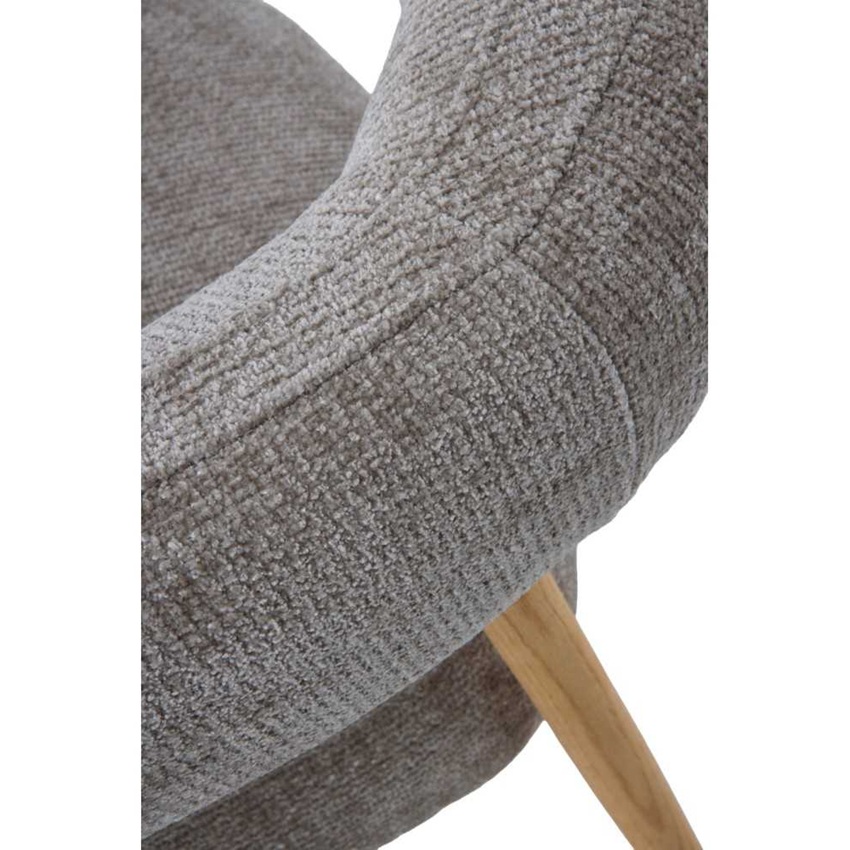 11686 Sillón butaca con reposabrazos diseño nórdico madera de roble y tapizado topo