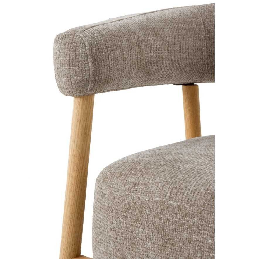 11686 Sillón butaca con reposabrazos diseño nórdico madera de roble y tapizado topo