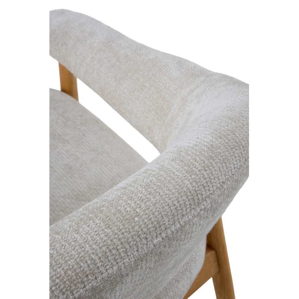 11687 Sillón butaca con reposabrazos diseño nórdico madera de roble y tapizado blanco