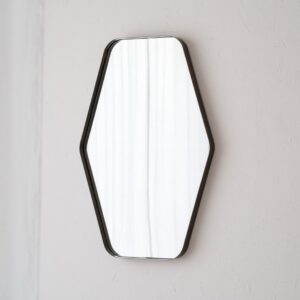 34BH25023 Espejo de diseño moderno 91 marco forma geométrica metal dorado envejecido