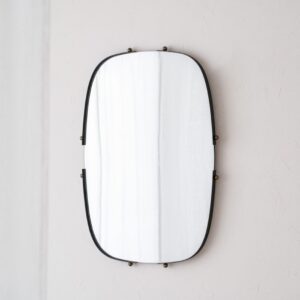 34BH25027 Espejo rectangular diseño moderno 93 marco metal negro con detalles dorado