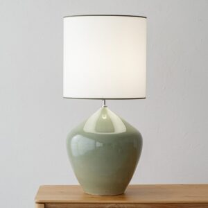 34CC25623 Lámpara de sobremesa diseño moderno CIAN 90 cerámica verde y pantalla con ribete