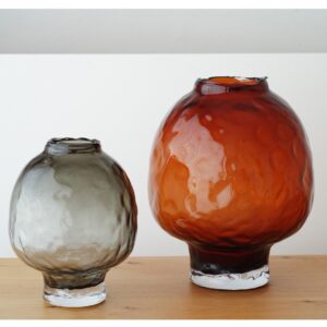 34DL25207 Set de 2 jarrones diseño moderno SALETA cristal gris y ámbar