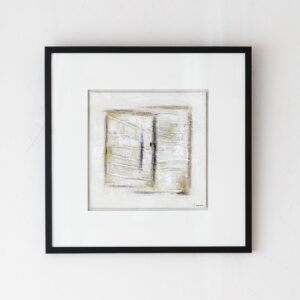 34SI25362 Cuadro abstracto ABSTRACCION EN LINO N2 tonos beige, gris y verde marco negro