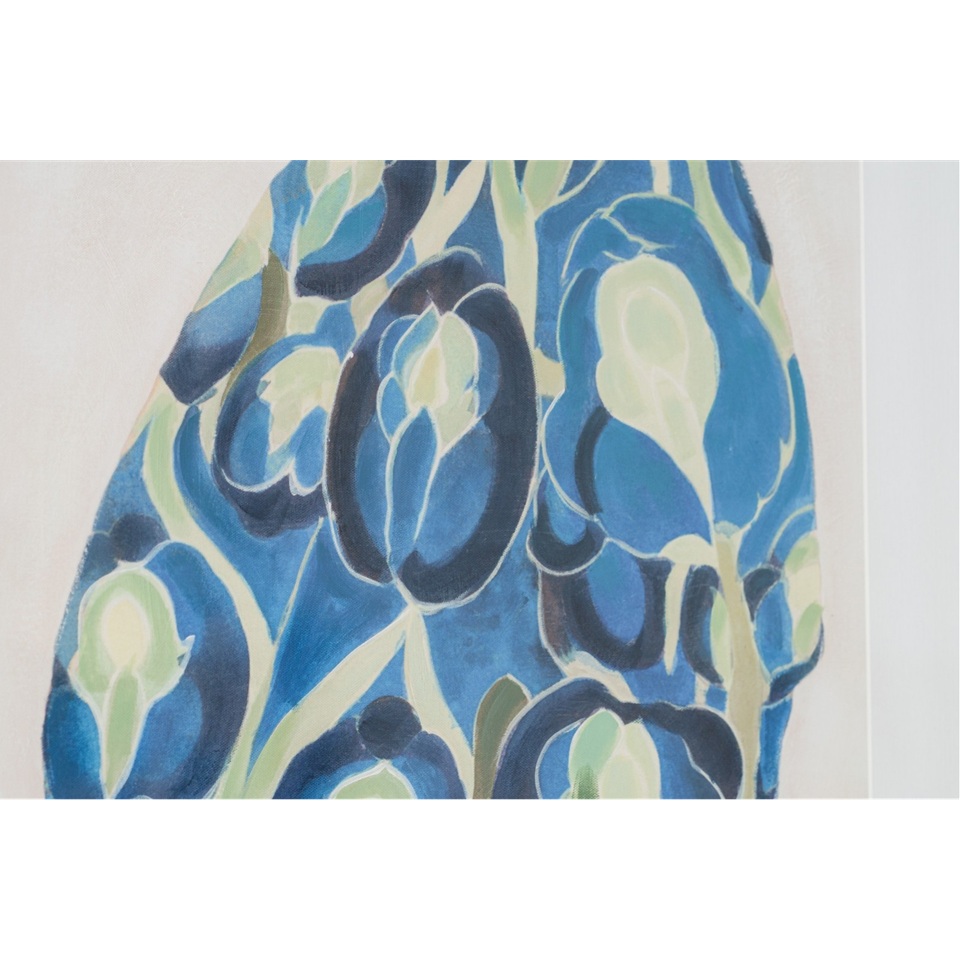 34SI25512 Cuadro abstracto MUJER ORIENTE N3 66x100 mujer tonos azul y verde marco madera