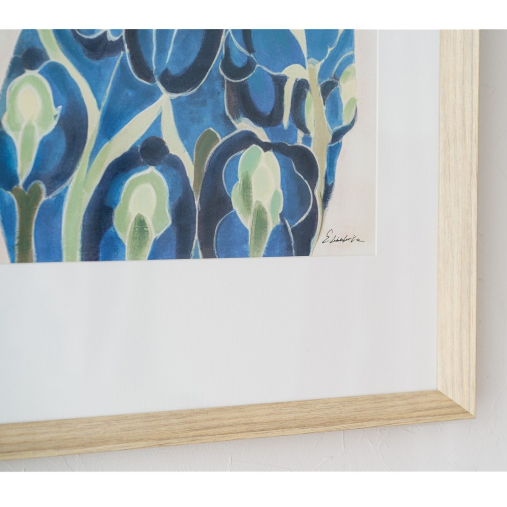 34SI25512 Cuadro abstracto MUJER ORIENTE N3 66x100 mujer tonos azul y verde marco madera