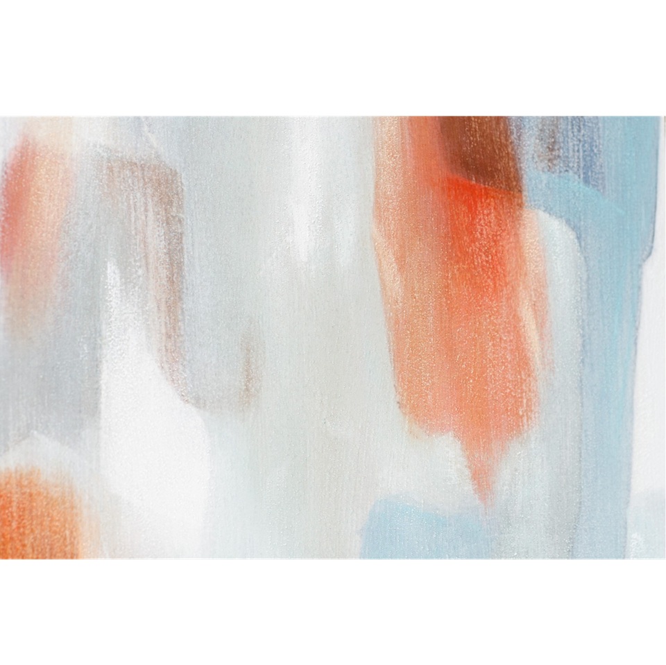 34SI25612 Cuadro abstracto ALEGRA N.7 100x100 tonos azul, verde y naranja con marco madera natural