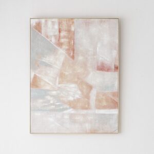 34SI25657 Cuadro abstracto VEL N.1 100x130 tonos ocre, naranja, gris con marco madera natural