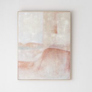 34SI25658 Cuadro abstracto VEL N.1 100x130 tonos ocre, naranja, gris con marco madera natural